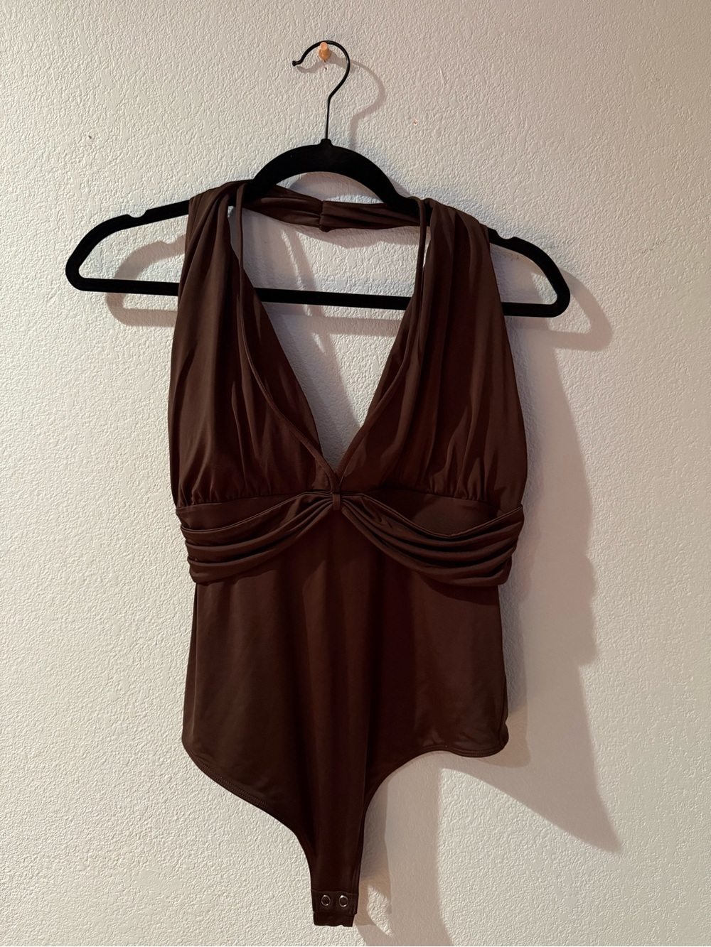 NWOT Express V-Neck Halter Bodysuit - BROWN
